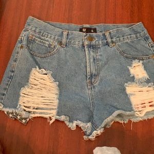 Forever 21 ripped Flag Shorts